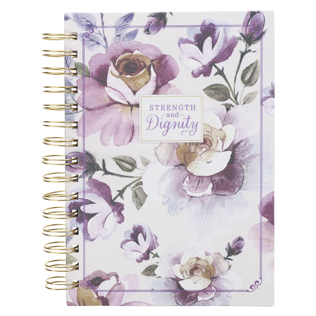 Strength and Dignity Purple Floral Hardcover Wirebound Journal