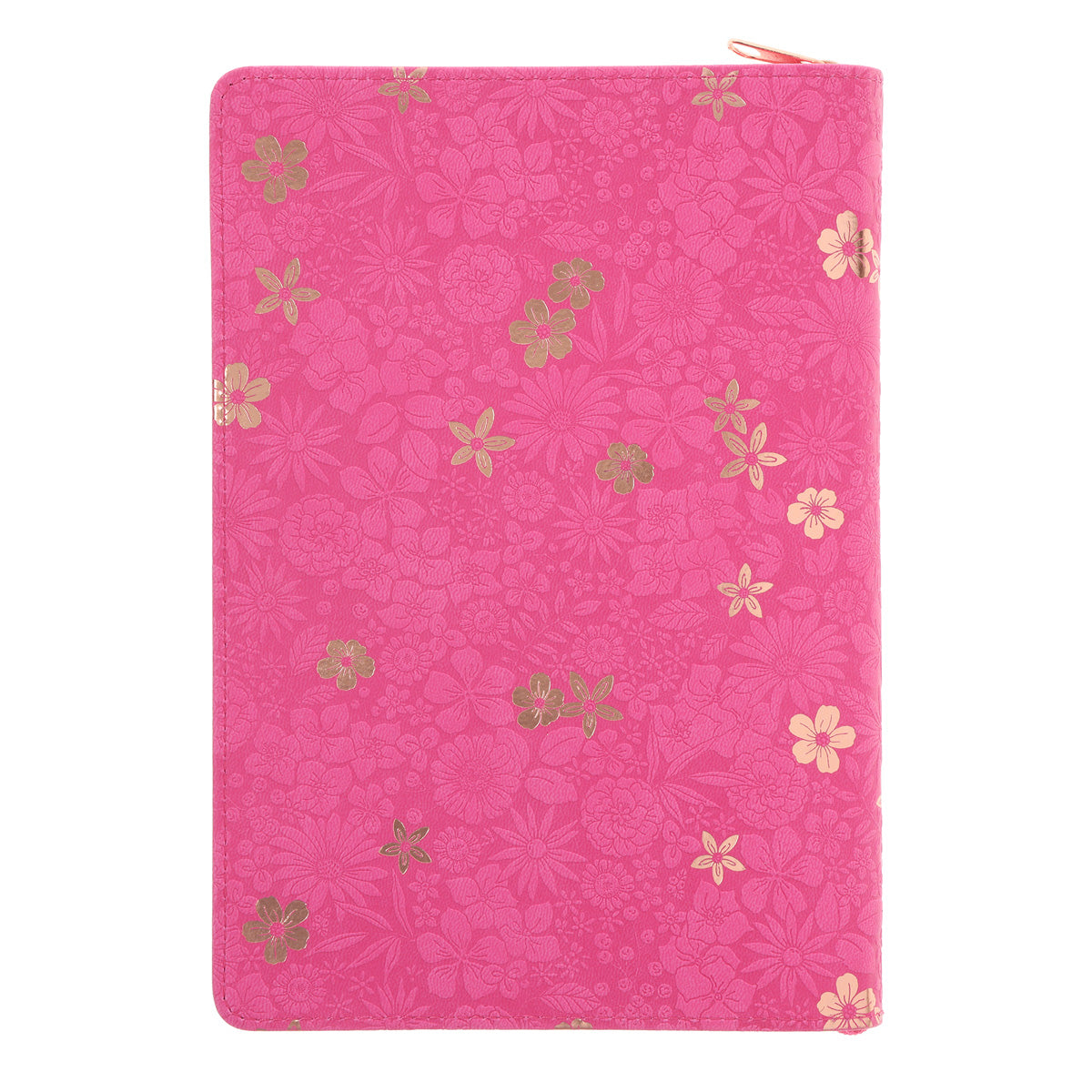 Be Still and Know That I Am God Floral Hot Pink Faux Leather Journal with Zipped Closure