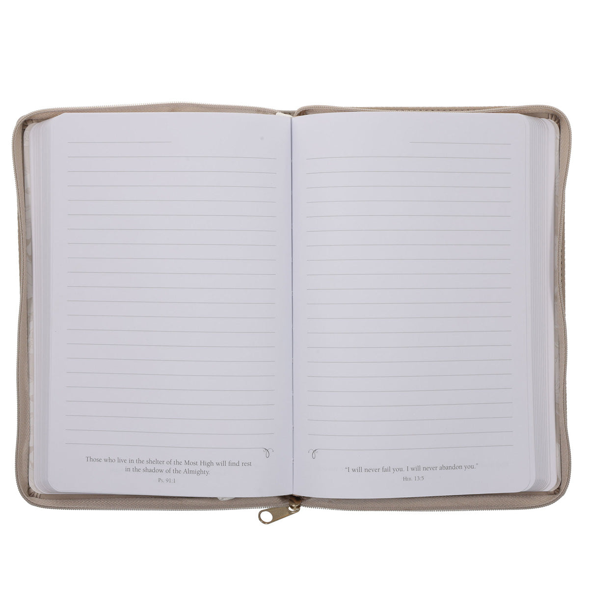 Be Still and Know Floral Beige Faux Leather Journal with Zipped Closure