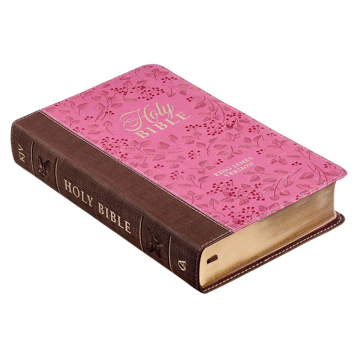KJV Saddle Tan And Pink Faux Leather Giant Print Bible
