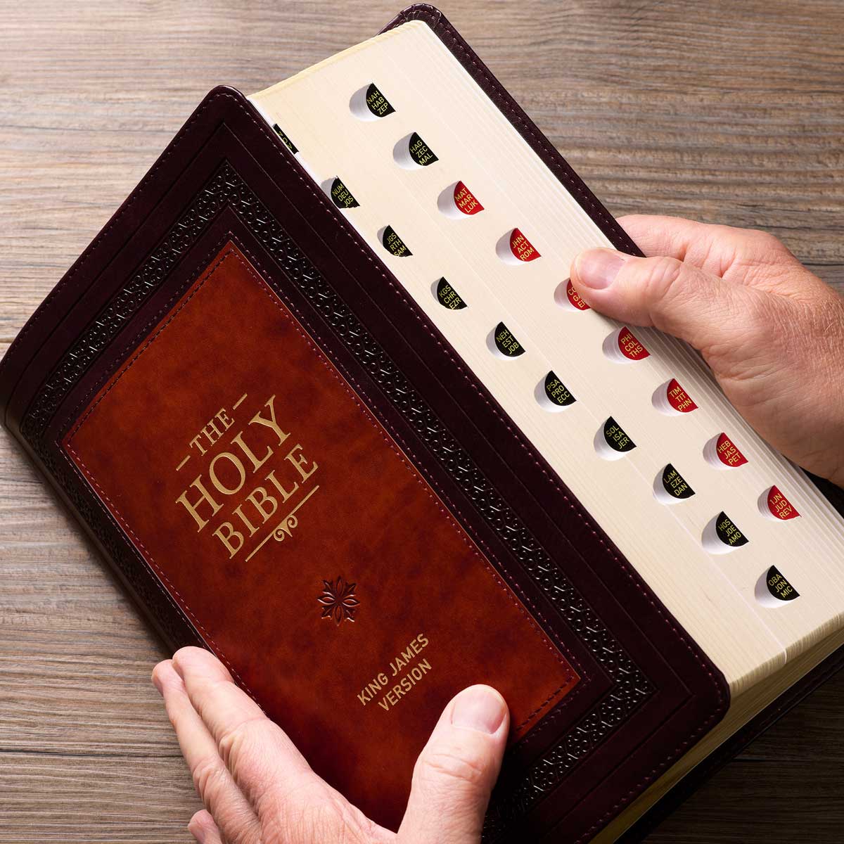 KJV Brown Two-Tone Faux Leather Flexcover Study Bible Large Print