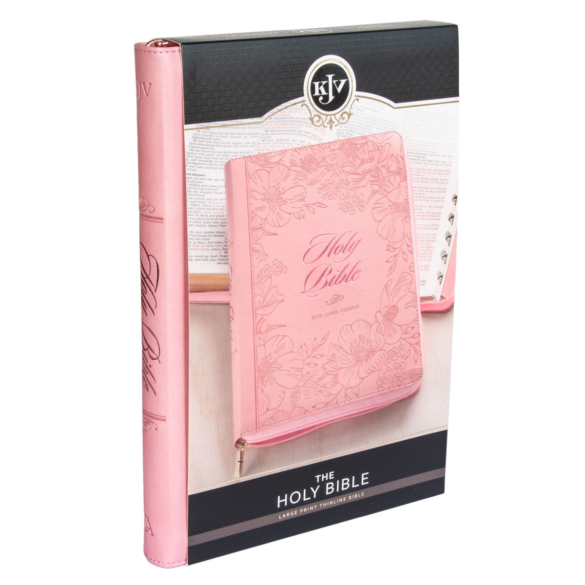 KJV Pink Faux Leather Thinline Bible Large Print