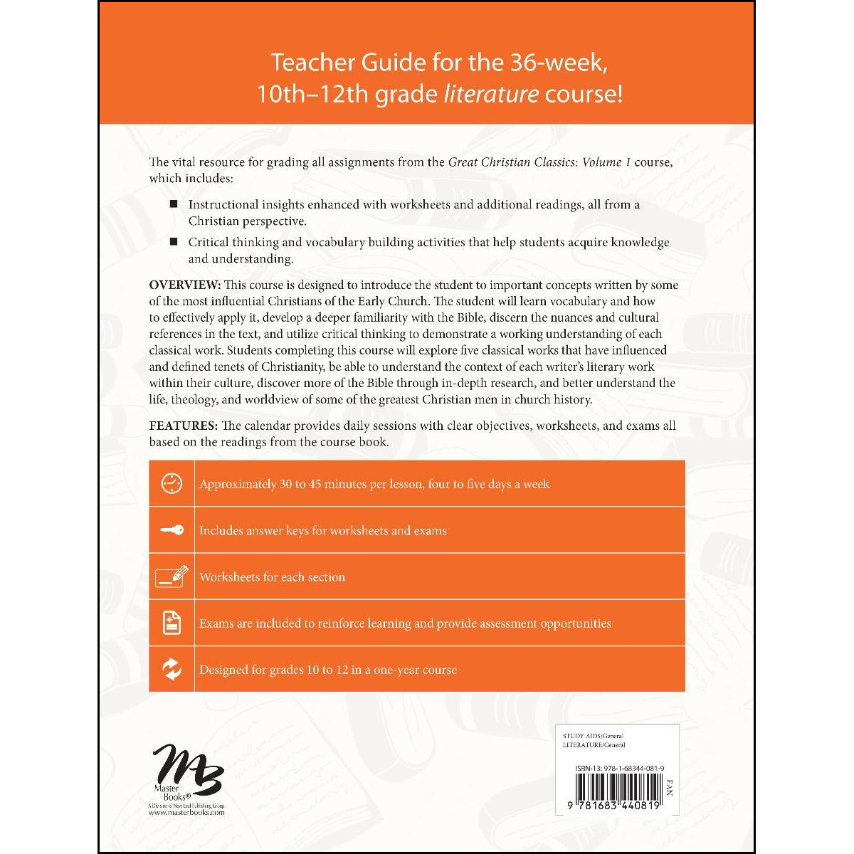 Great Christian Classics Volume 1: Teacher Guide (Paperback)