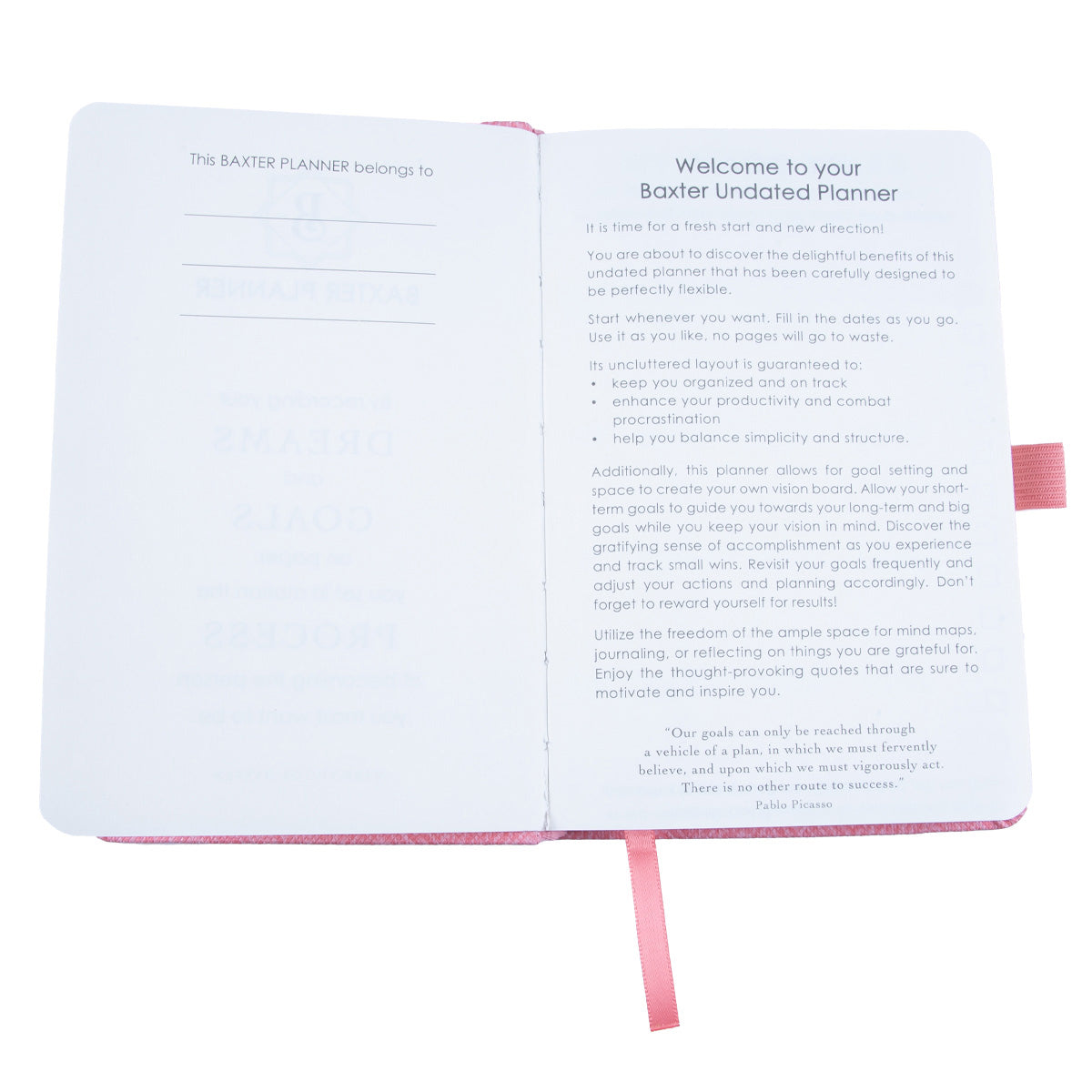 Baxter Undated Planner Pocket Edition Pink (Durable Synthetic Fibre Flexcover)