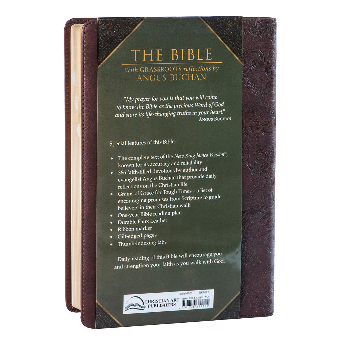 NKJV Brown Faux Leather Flexcover Bible With Grassroots Reflections Thumb-Indexed