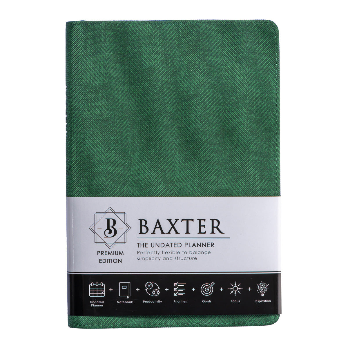 Baxter Undated Planner Premium Edition Green (Durable Synthetic Fibre Flexcover With Zip)