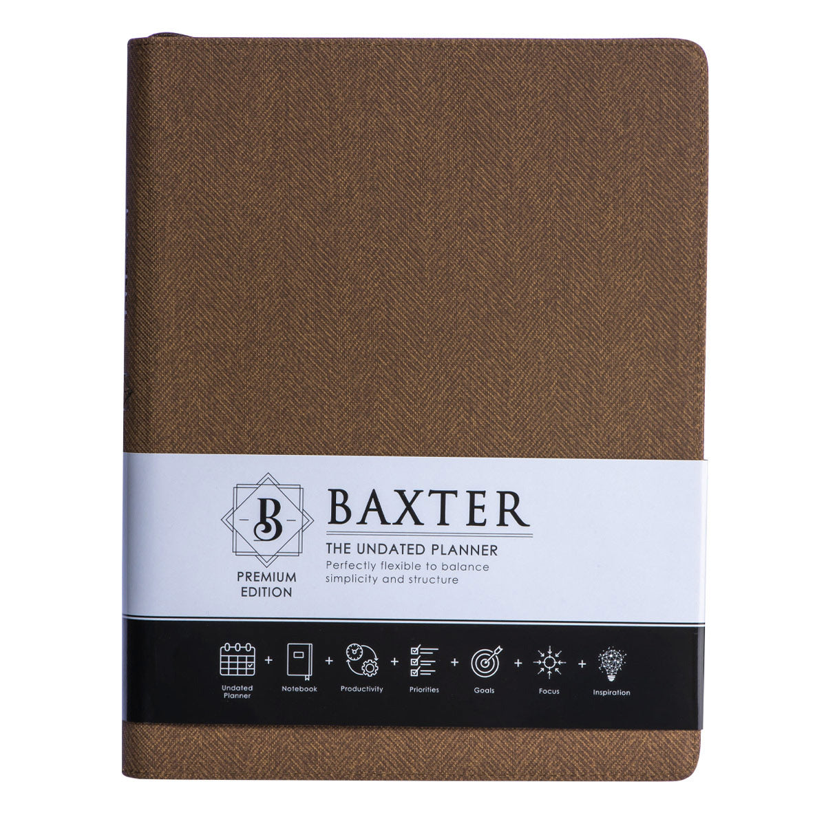 Baxter Undated Planner Large Premium Edition Brown (Durable Synthetic Fibre Flexcover With Zip)