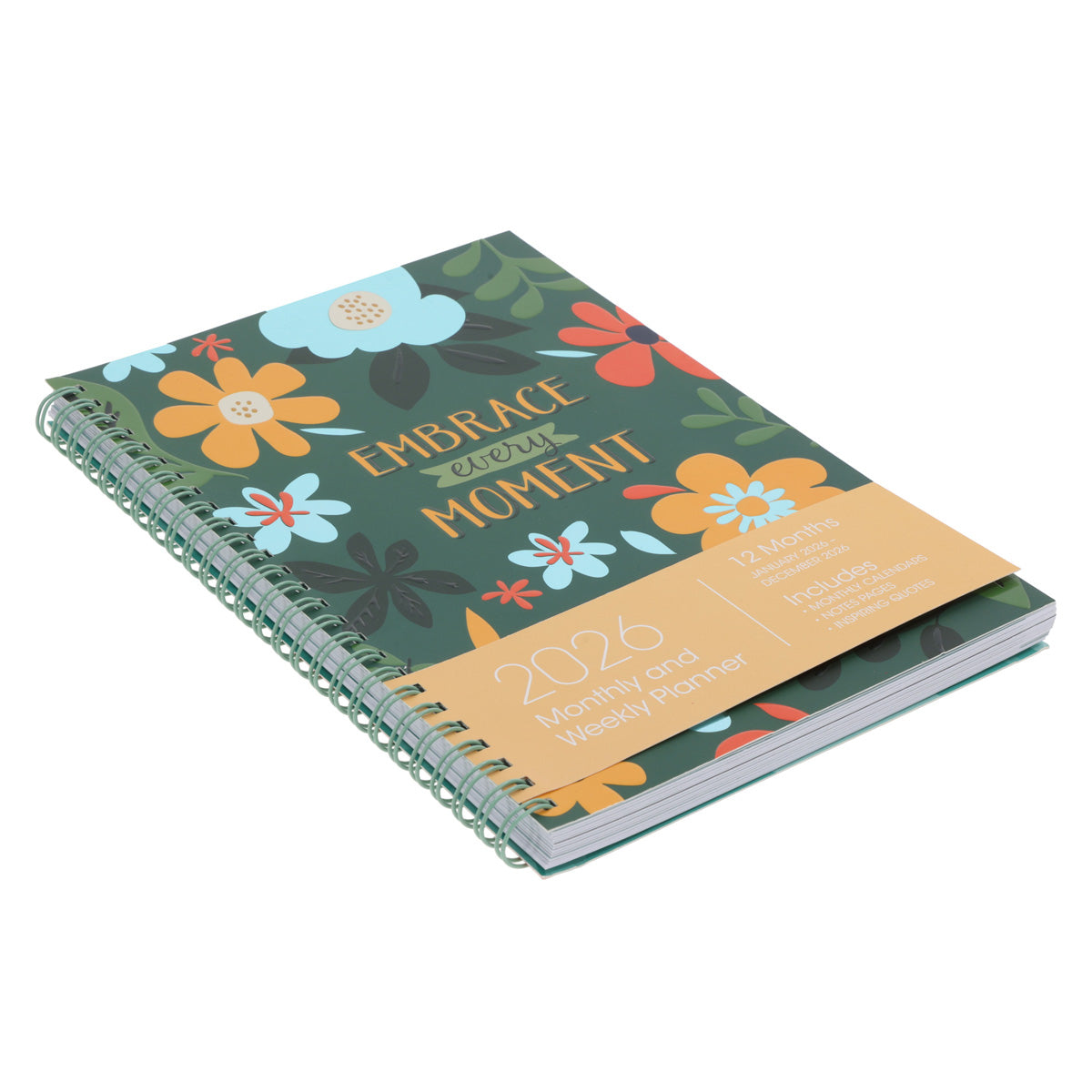 2026 Diary - Daily Planner - Inspirational - Embrace Every Moment - Wirebound