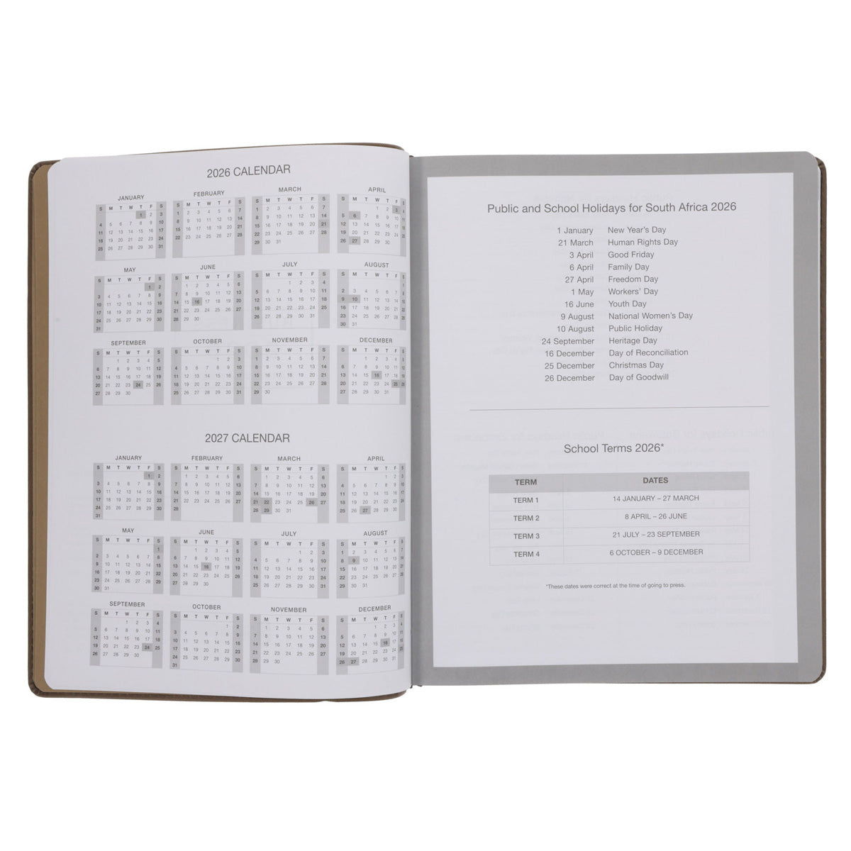 2026 A4 Business Diary - Daily Planner - Architecture Lines Brown - Imitation Leather