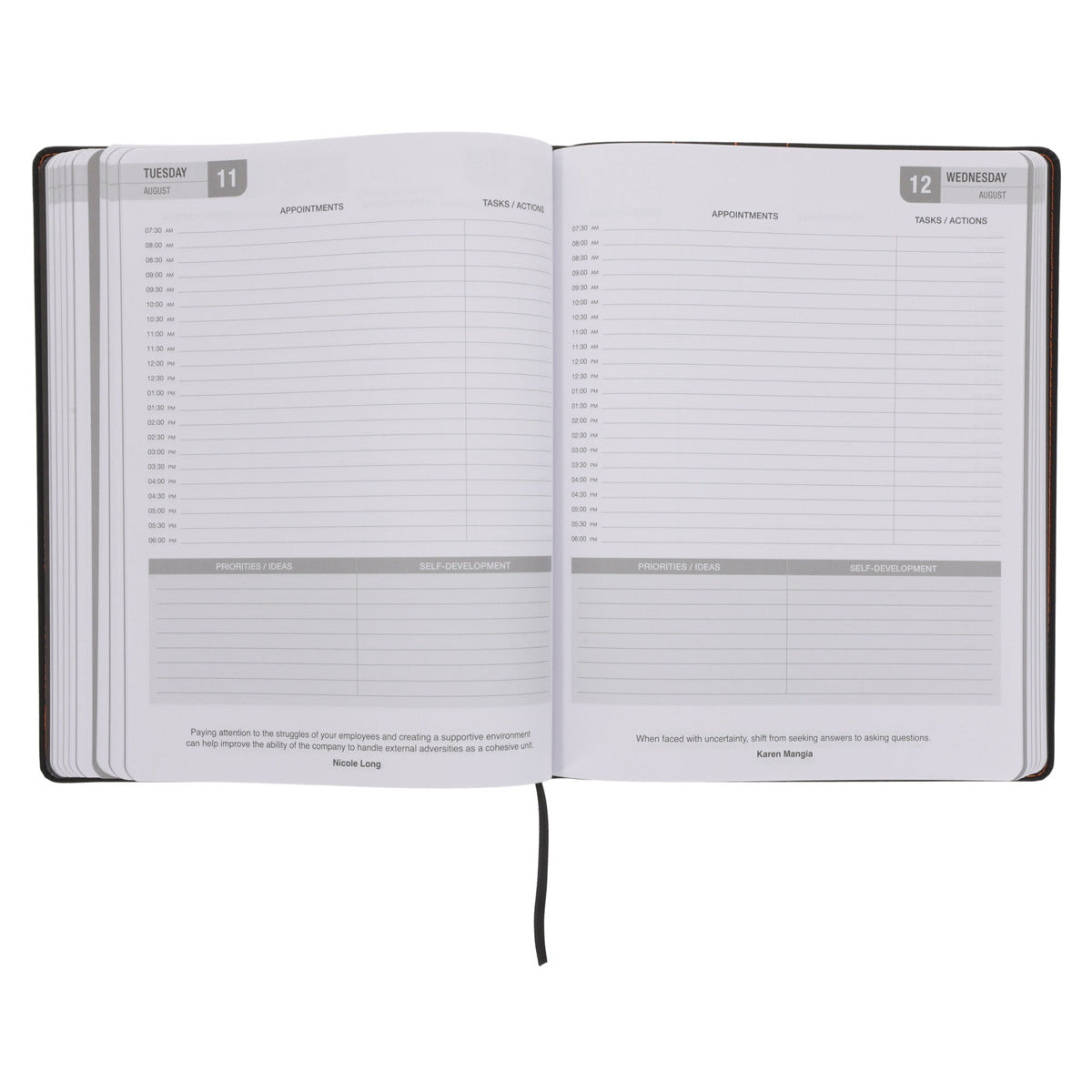 2026 A4 Business Diary - Daily Planner - Architecture Lines Black - Imitation Leather