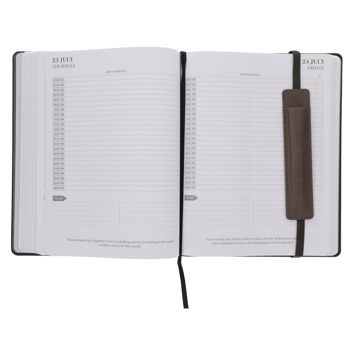 2026 John Maxwell A4 Diary - Daily Planner Black and Brown - Imitation Leather