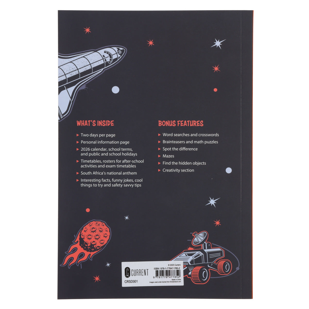 2026 School Diary - Daily Planner for Boys - Shoot for the Stars - Paperback