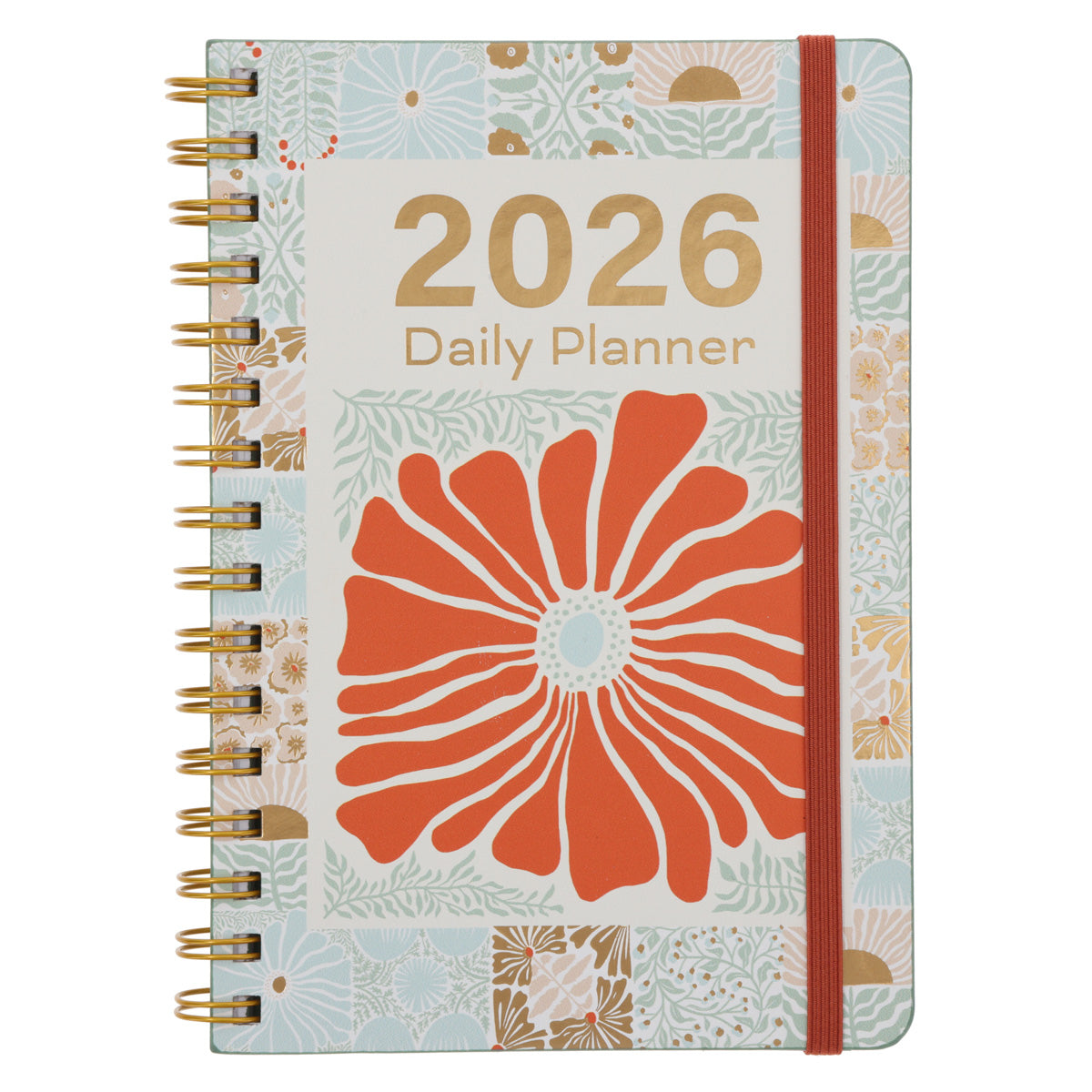2026 A5 Diary - Daily Planner - Retro Flower Box - Wirebound