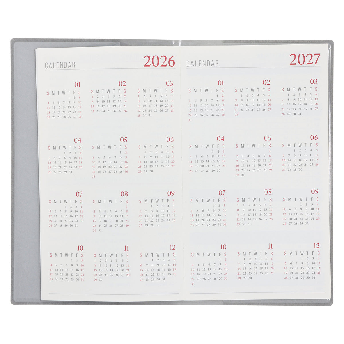 2026 Diary - 18-Month Planner and Notebook - Grey - Imitation Leather