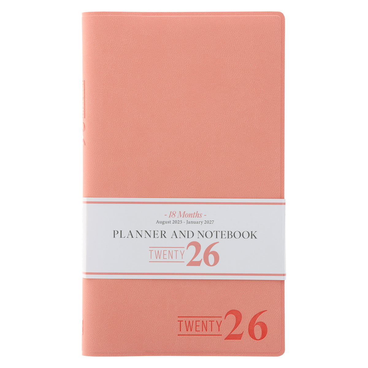 2026 Diary - 18-Month Planner and Notebook - Coral - Imitation Leather