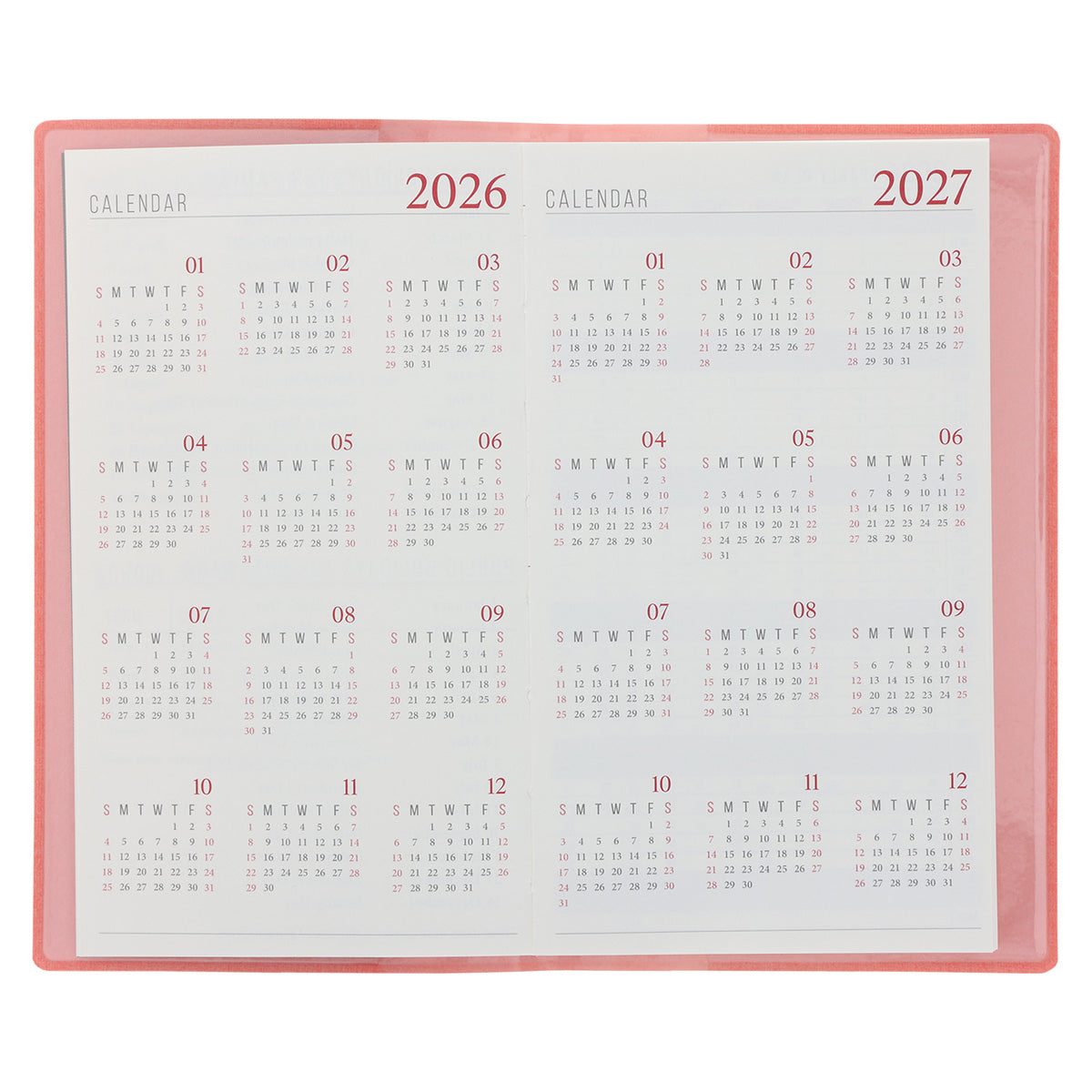 2026 Diary - 18-Month Planner and Notebook - Coral - Imitation Leather