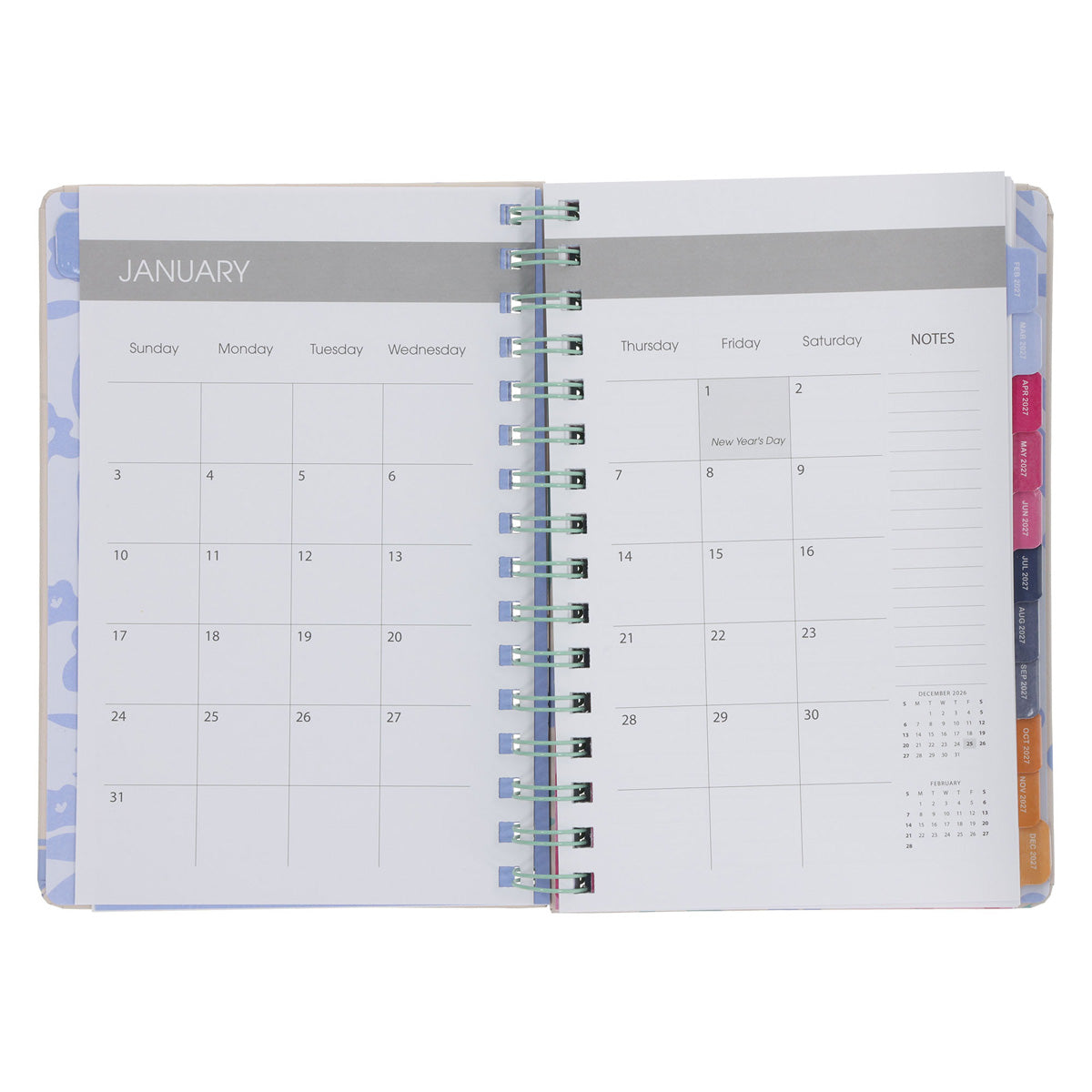 2027 A5 Diary - Daily Planner - Floral Bird - Wirebound