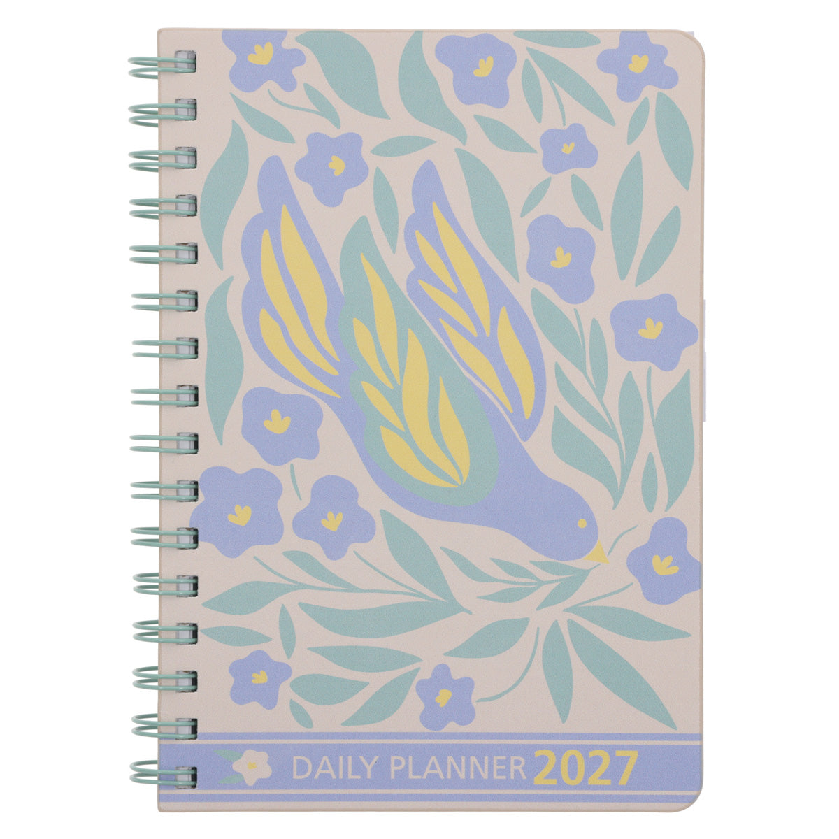 2027 A5 Diary - Daily Planner - Floral Bird - Wirebound