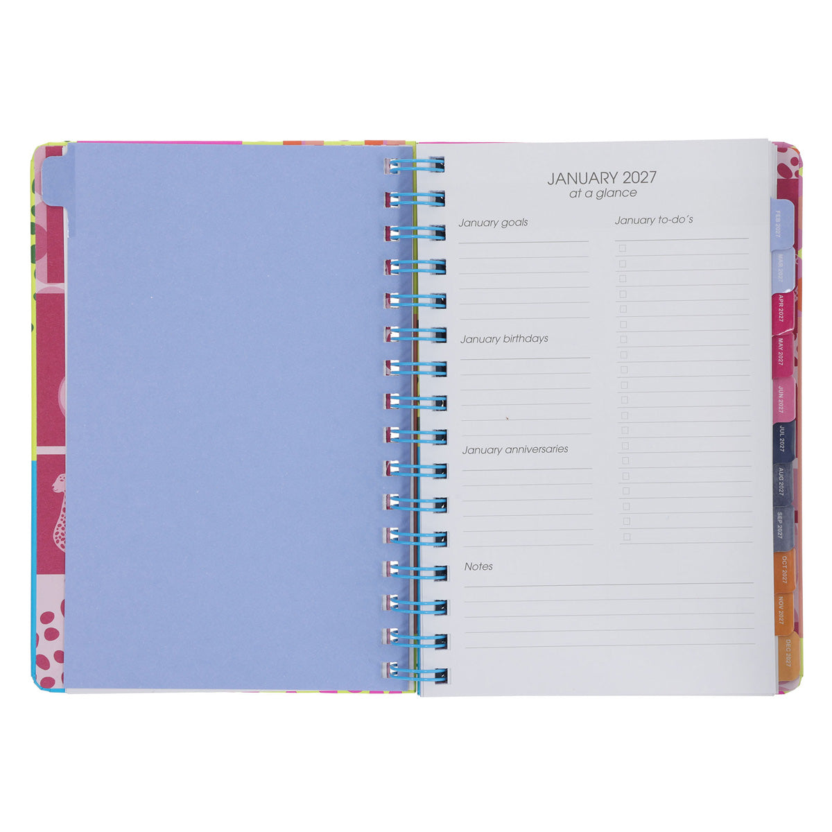 2027 A5 Diary - Daily Planner - Neon - Wirebound