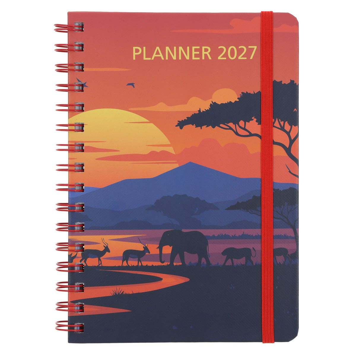 2027 A5 Diary - Daily Planner - African Scene - Wirebound