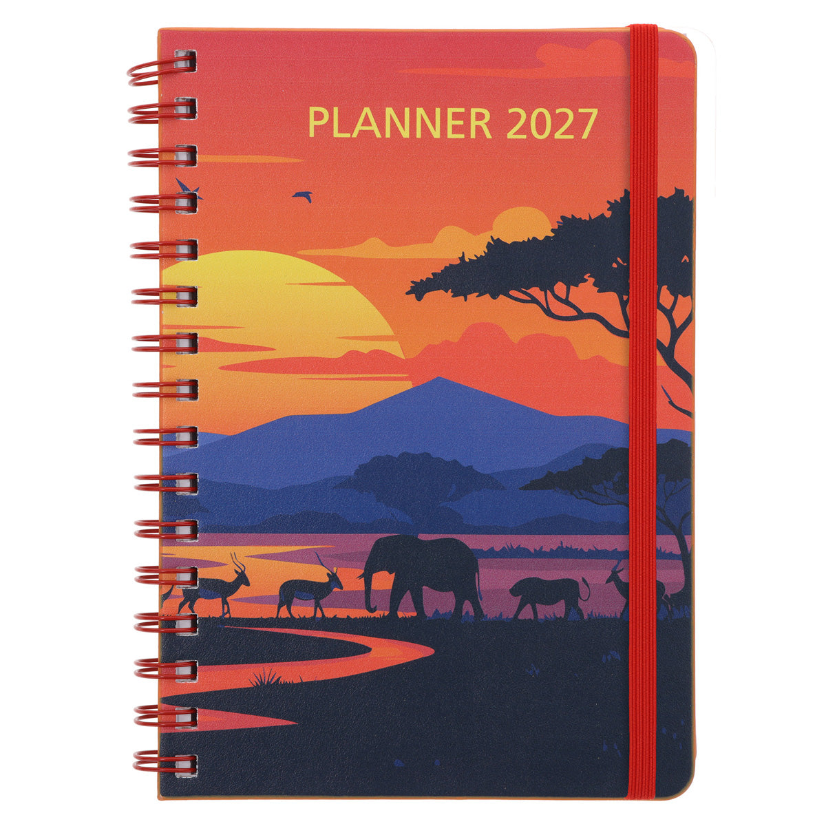 2027 A5 Diary - Daily Planner - African Scene - Wirebound