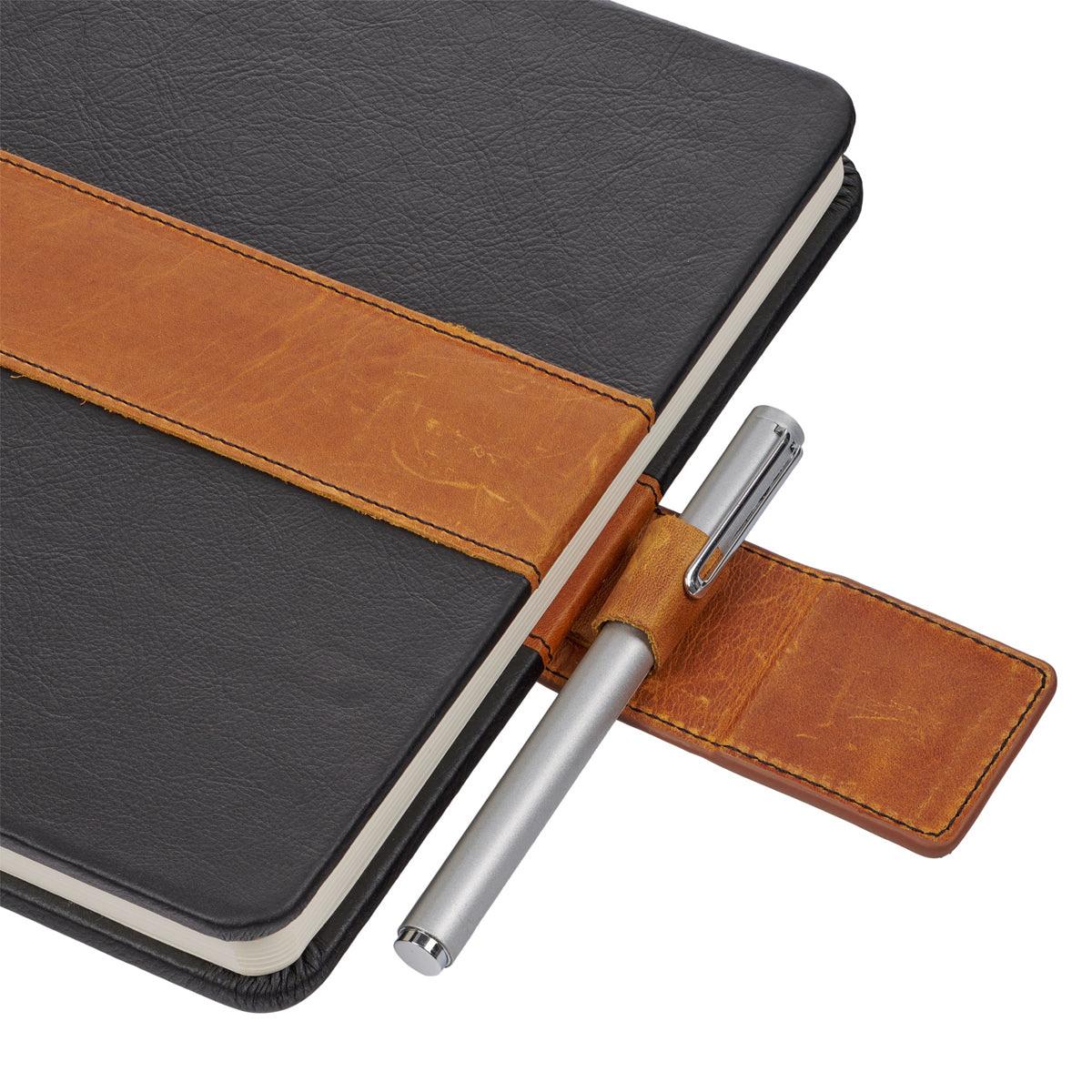 Leatherpress Slate Black and Chai Tan Genuine African Leather Sketch Book