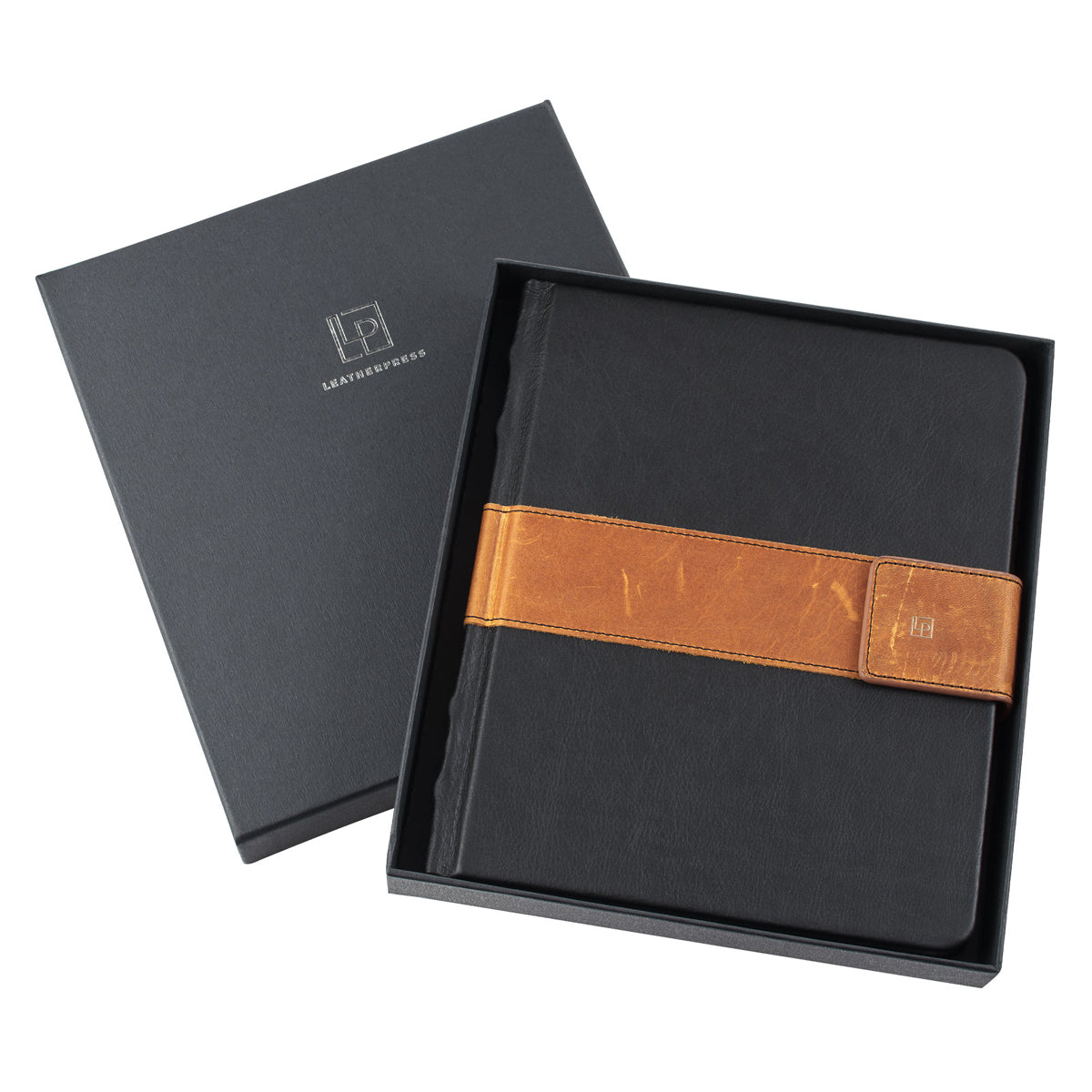 Leatherpress Slate Black and Chai Tan Genuine African Leather Sketch Book
