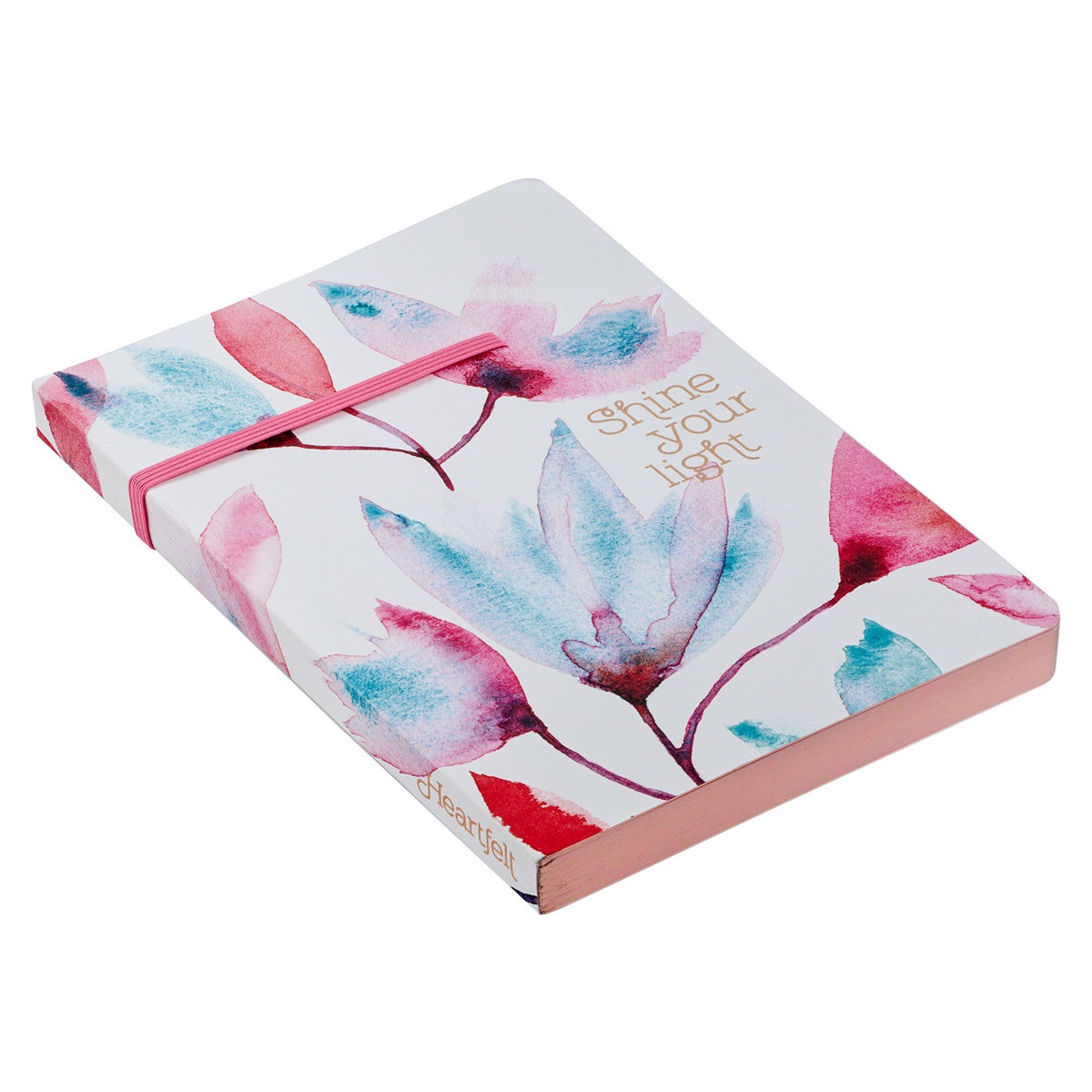 Shine Your Light Pink Petals Paperback Journal with Elastic Closure