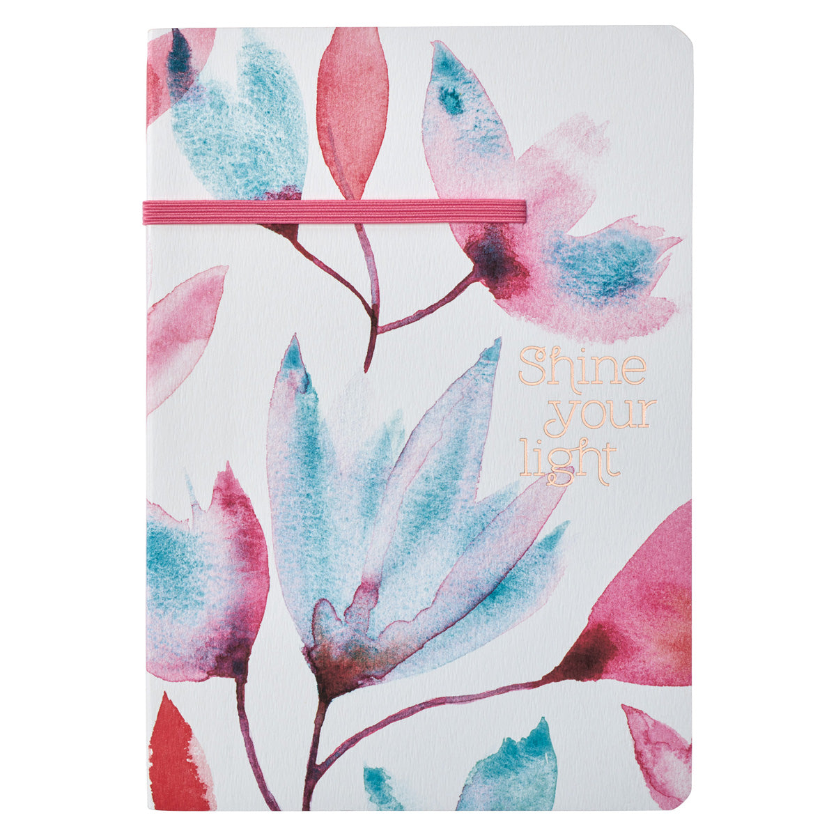 Shine Your Light Pink Petals Paperback Journal with Elastic Closure