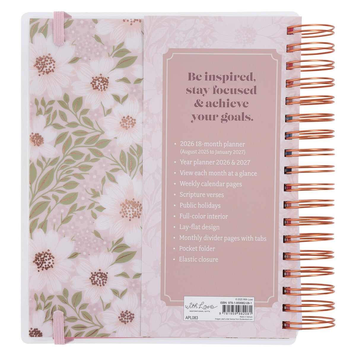 2026 Diary - 18-Month Planner for Women - Thankful Grateful Blessed - Wirebound