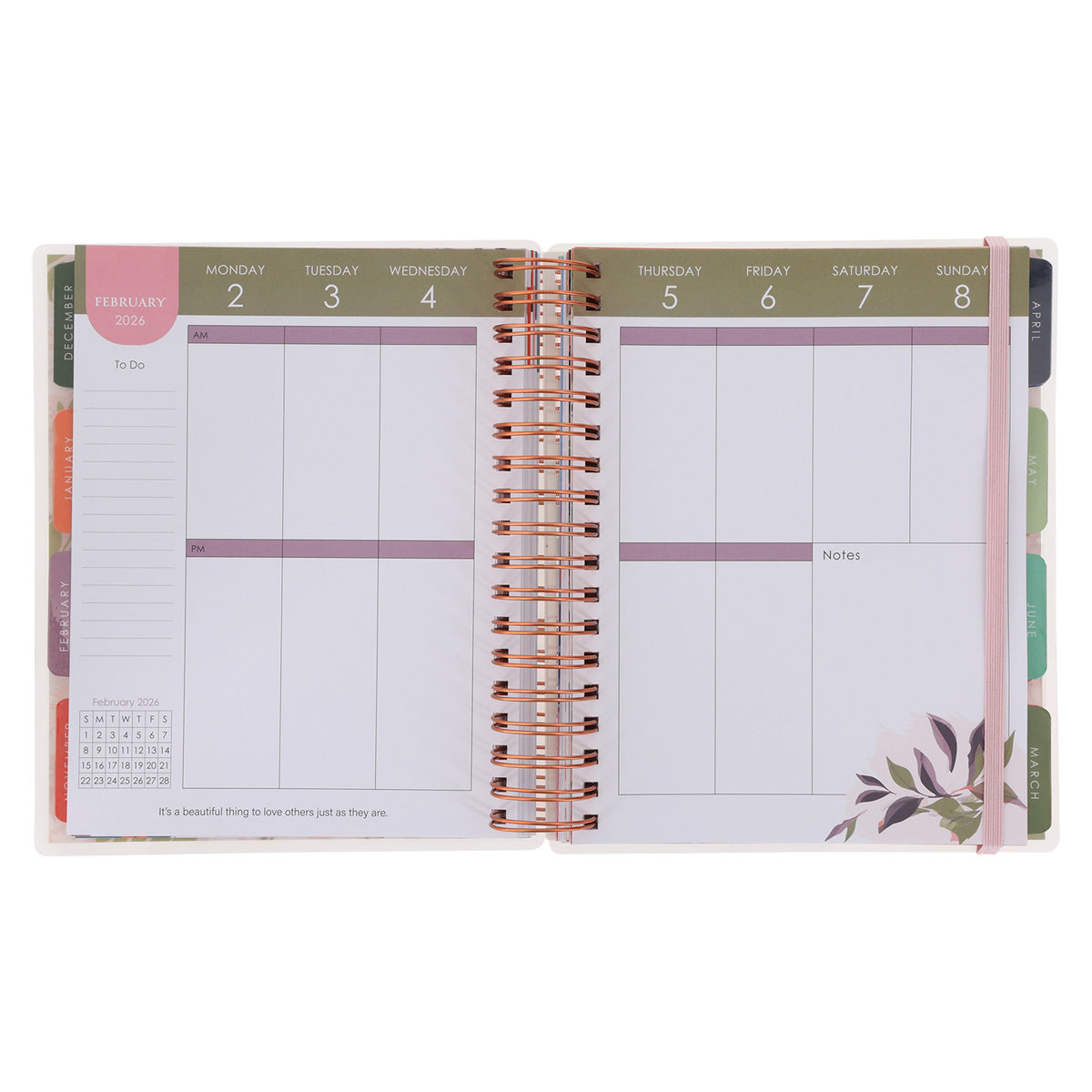 2026 Diary - 18-Month Planner for Women - Thankful Grateful Blessed - Wirebound
