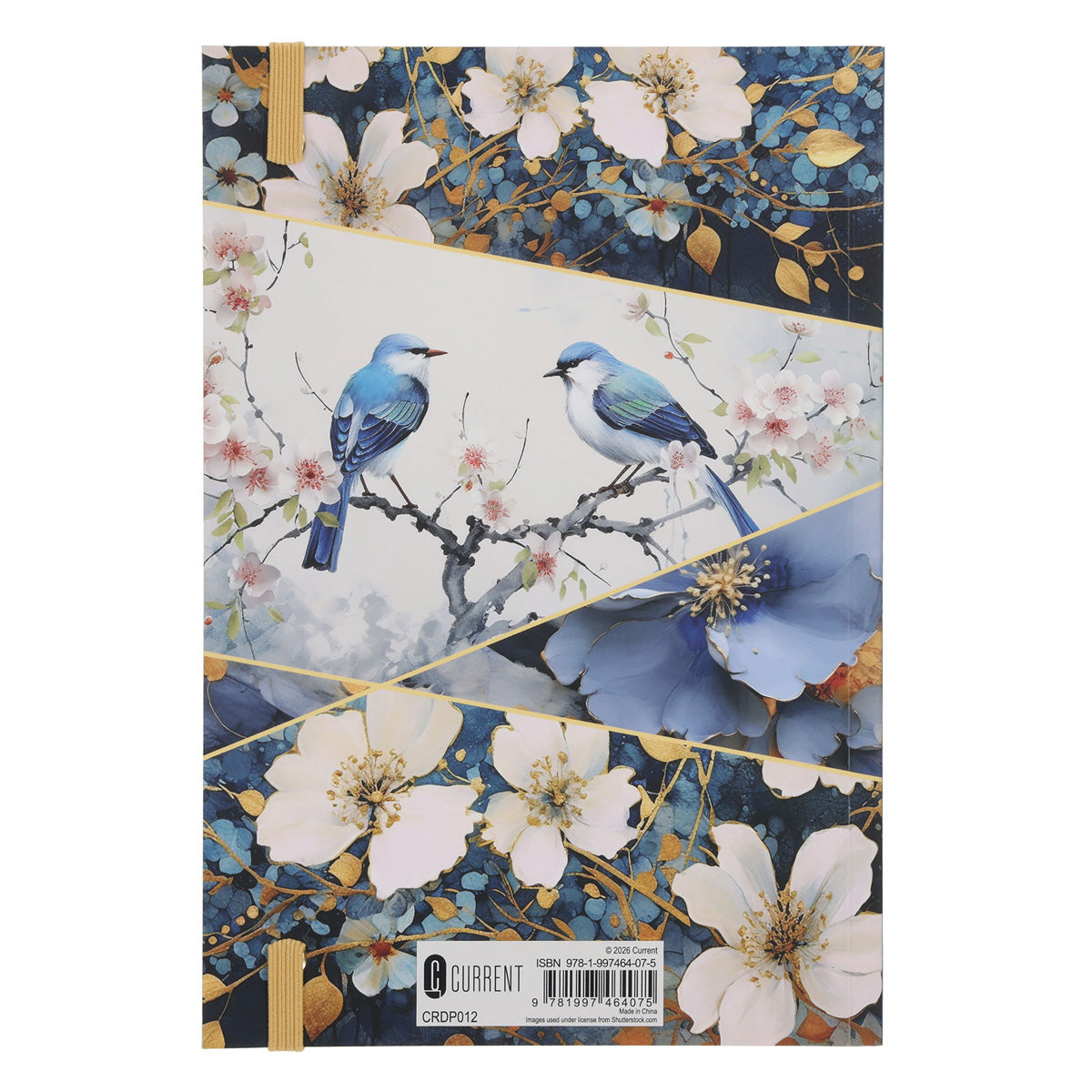 2027 A5 Diary - Daily Planner - Navy & Gold Birds - Paperback