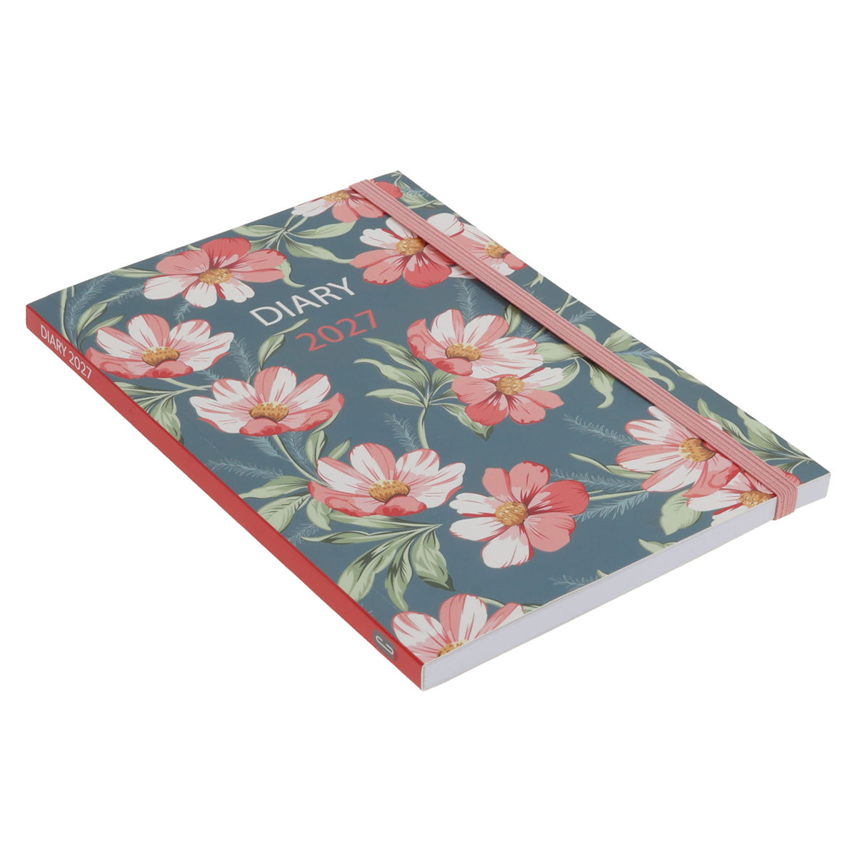 2027 A5 Diary - Daily Planner - Green with Peach Florals - Paperback