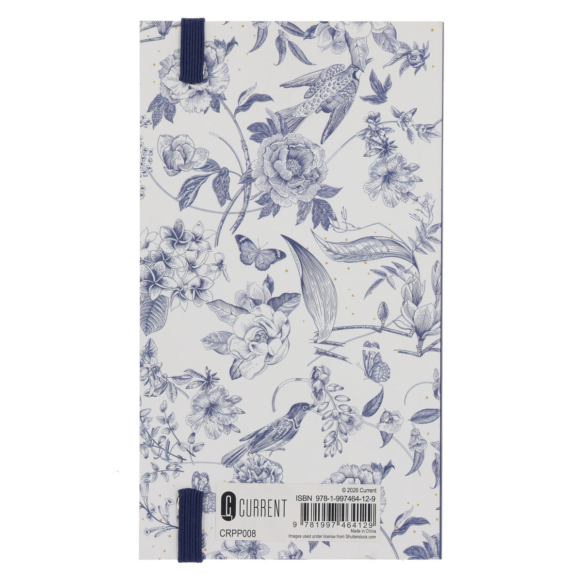 2027 Pocket Diary - Daily Planner - Navy Flowers & Birds - Paperback