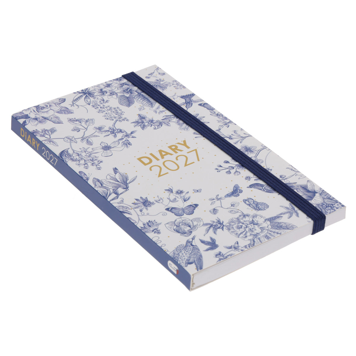 2027 Pocket Diary - Daily Planner - Navy Flowers & Birds - Paperback