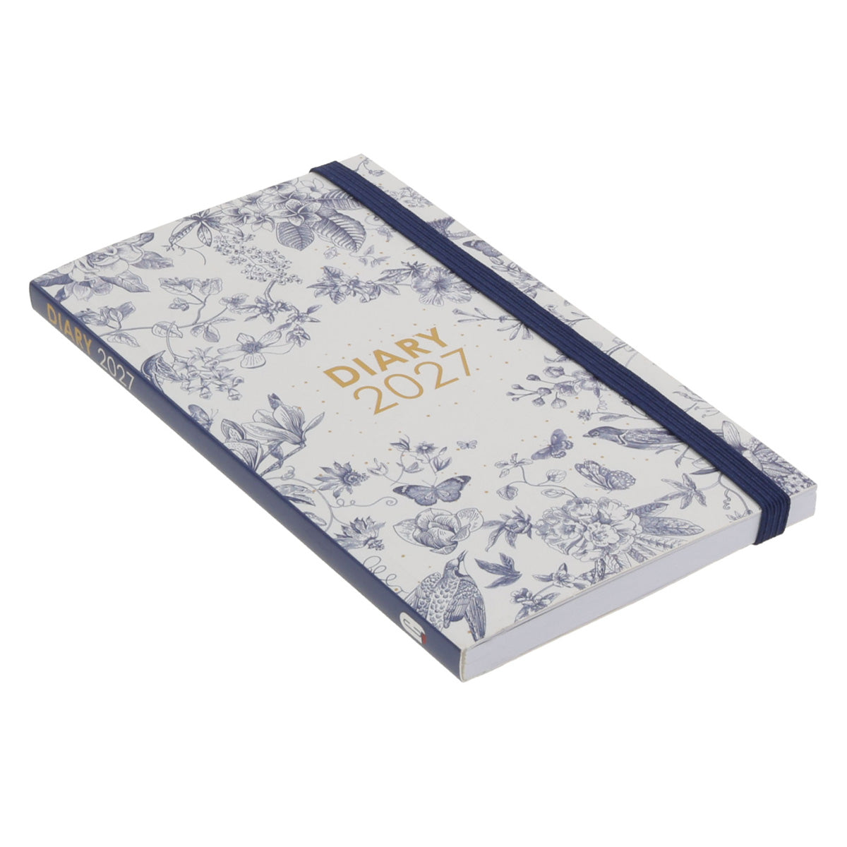 2027 Pocket Diary - Daily Planner - Navy Flowers & Birds - Paperback