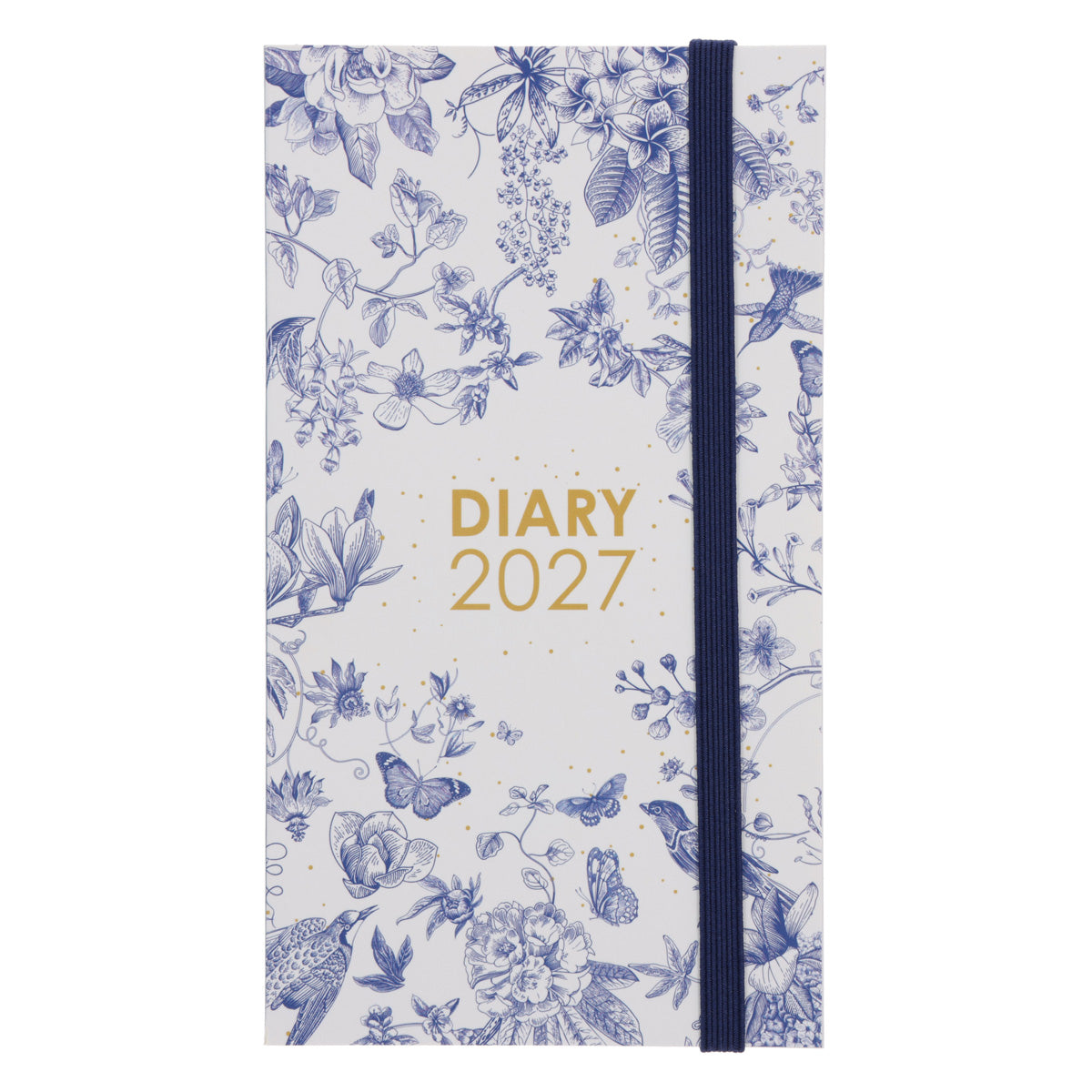 2027 Pocket Diary - Daily Planner - Navy Flowers & Birds - Paperback