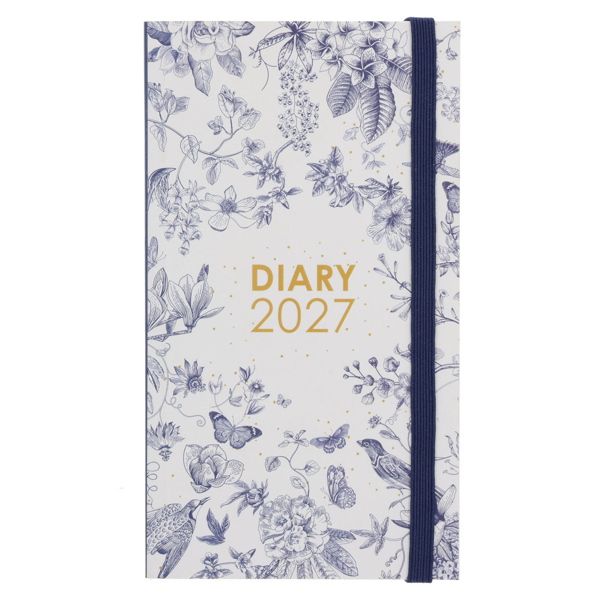 2027 Pocket Diary - Daily Planner - Navy Flowers & Birds - Paperback