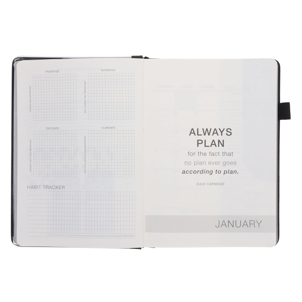 2027 A5 Business Diary - Daily Planner - Linea Black - Imitation Leather