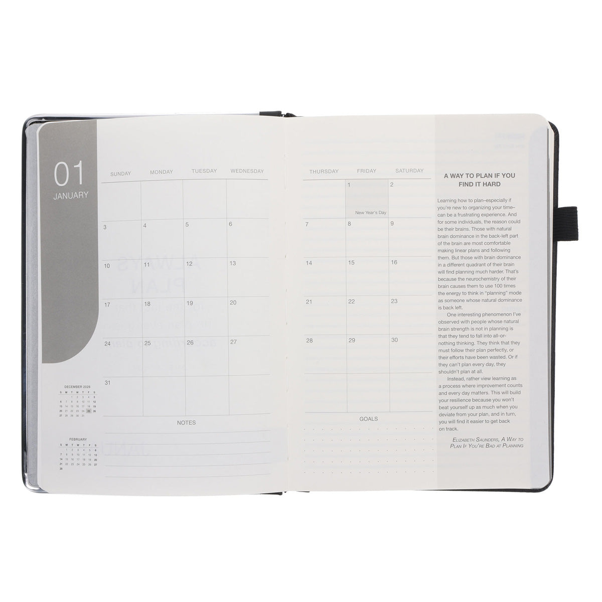 2027 A5 Business Diary - Daily Planner - Linea Black - Imitation Leather