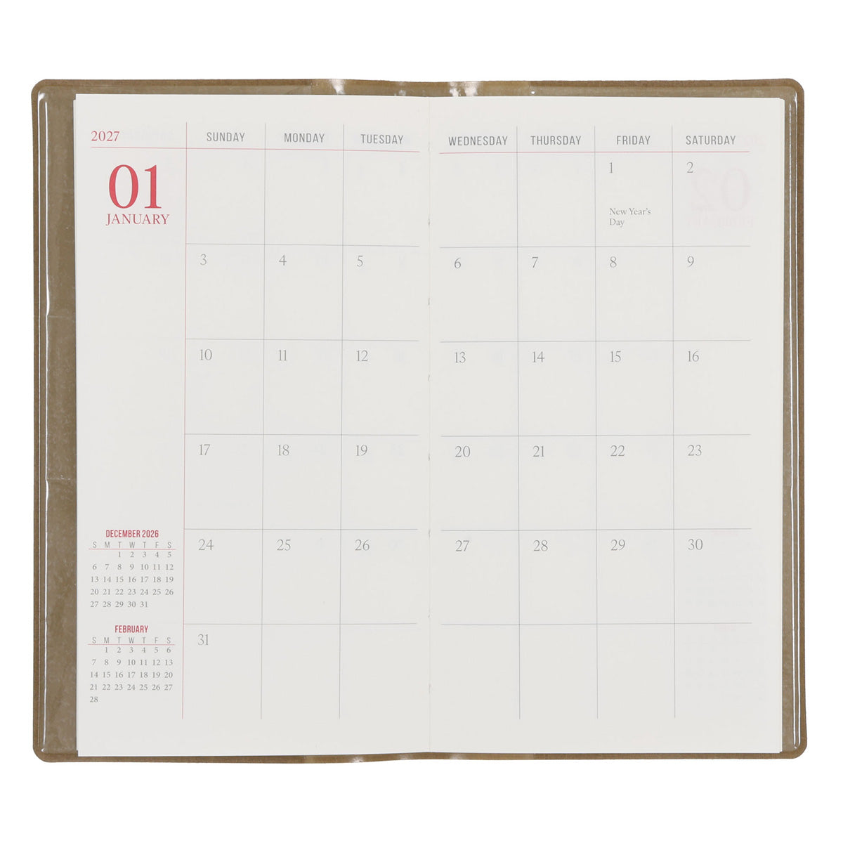 2027 Diary - 18-Month Planner and Notebook - French Beige - Imitation Leather