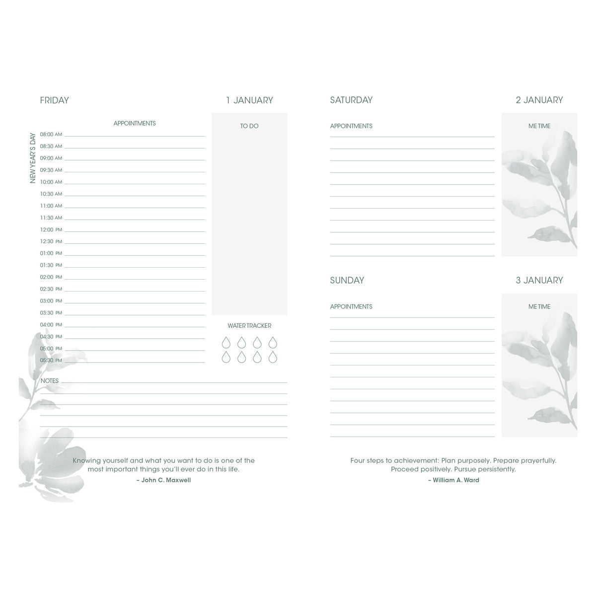 2027 Diary - Daily Planner for Women - Create Balance - Imitation Leather with Zip