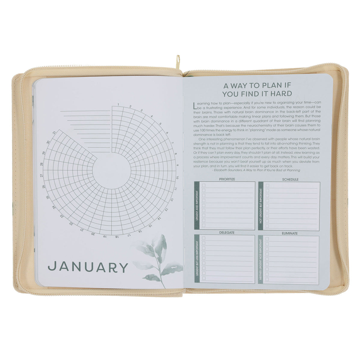2027 Diary - Daily Planner for Women - Create Balance - Imitation Leather with Zip