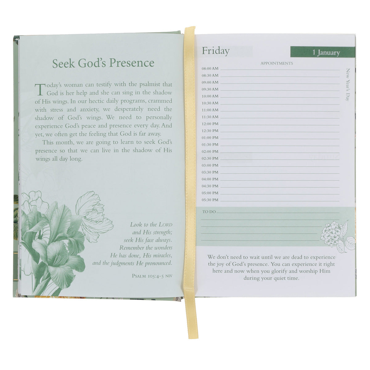 2027 Nina Smit Diary - Daily Planner for Women - Green & Yellow - Hardcover
