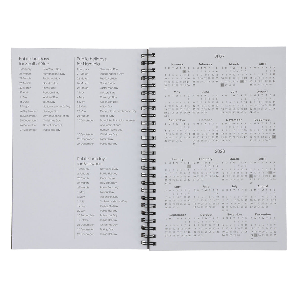 2027 Diary - Daily Planner - Inspirational - Kind Brave Curious - Wirebound