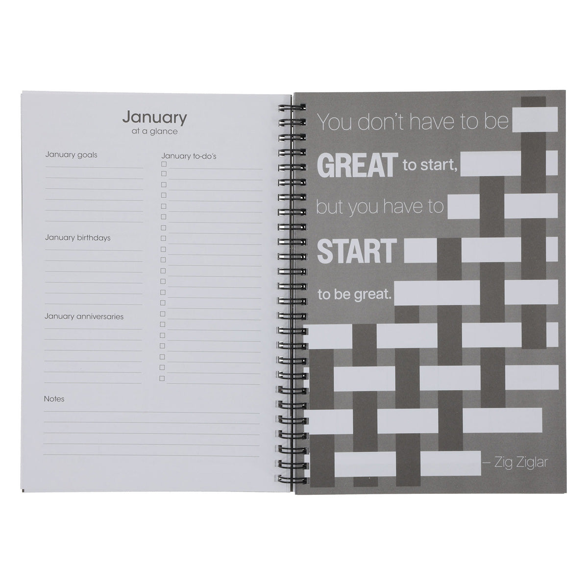 2027 Diary - Daily Planner - Inspirational - Kind Brave Curious - Wirebound