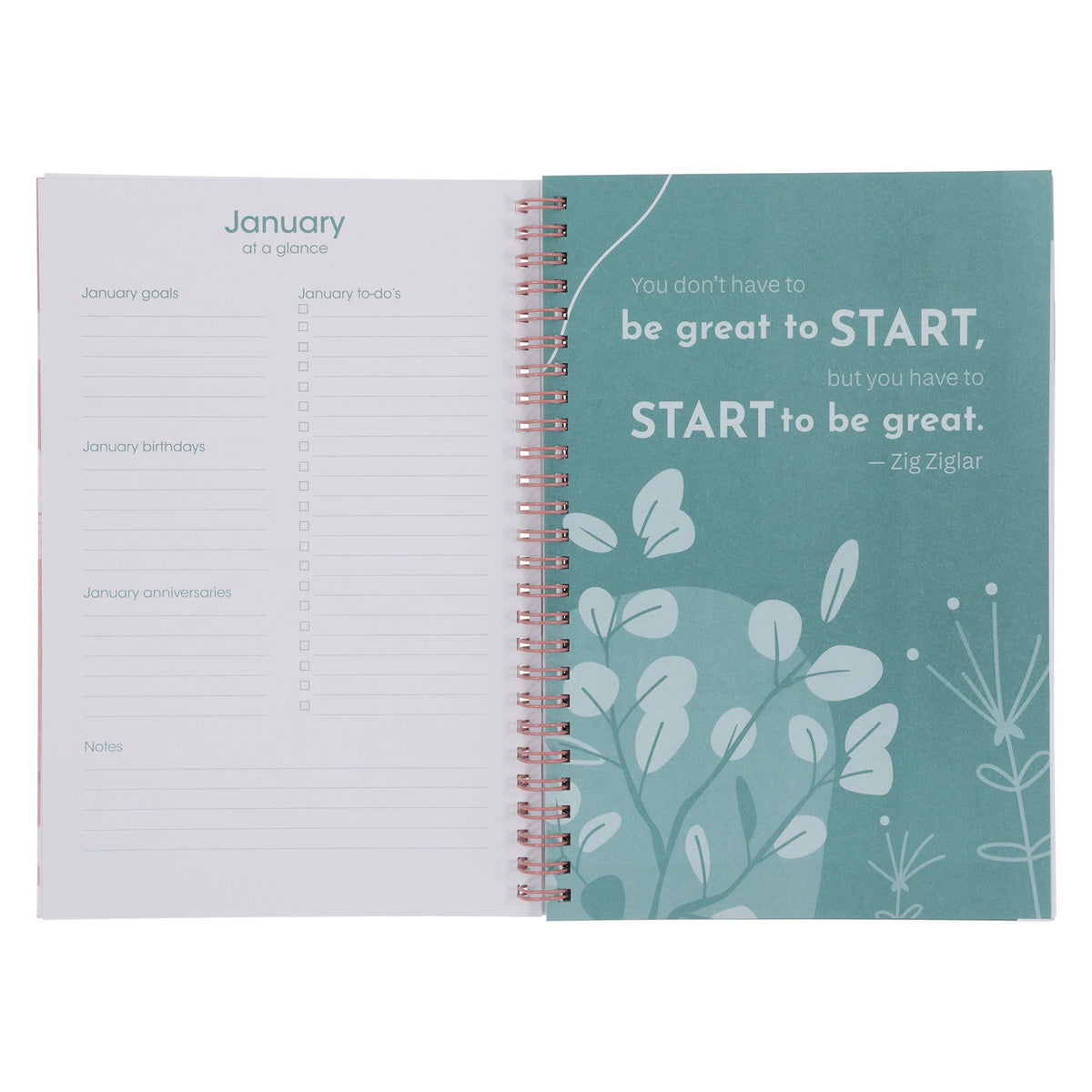 2027 Diary - Daily Planner - Inspirational - Aspire to Inspire - Wirebound