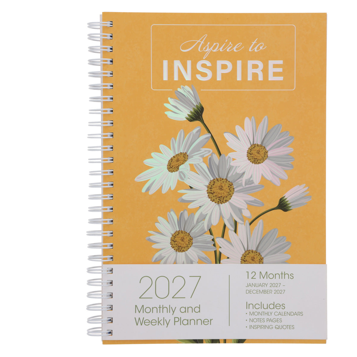 2027 Diary - Daily Planner - Inspirational - Aspire to Inspire - Wirebound