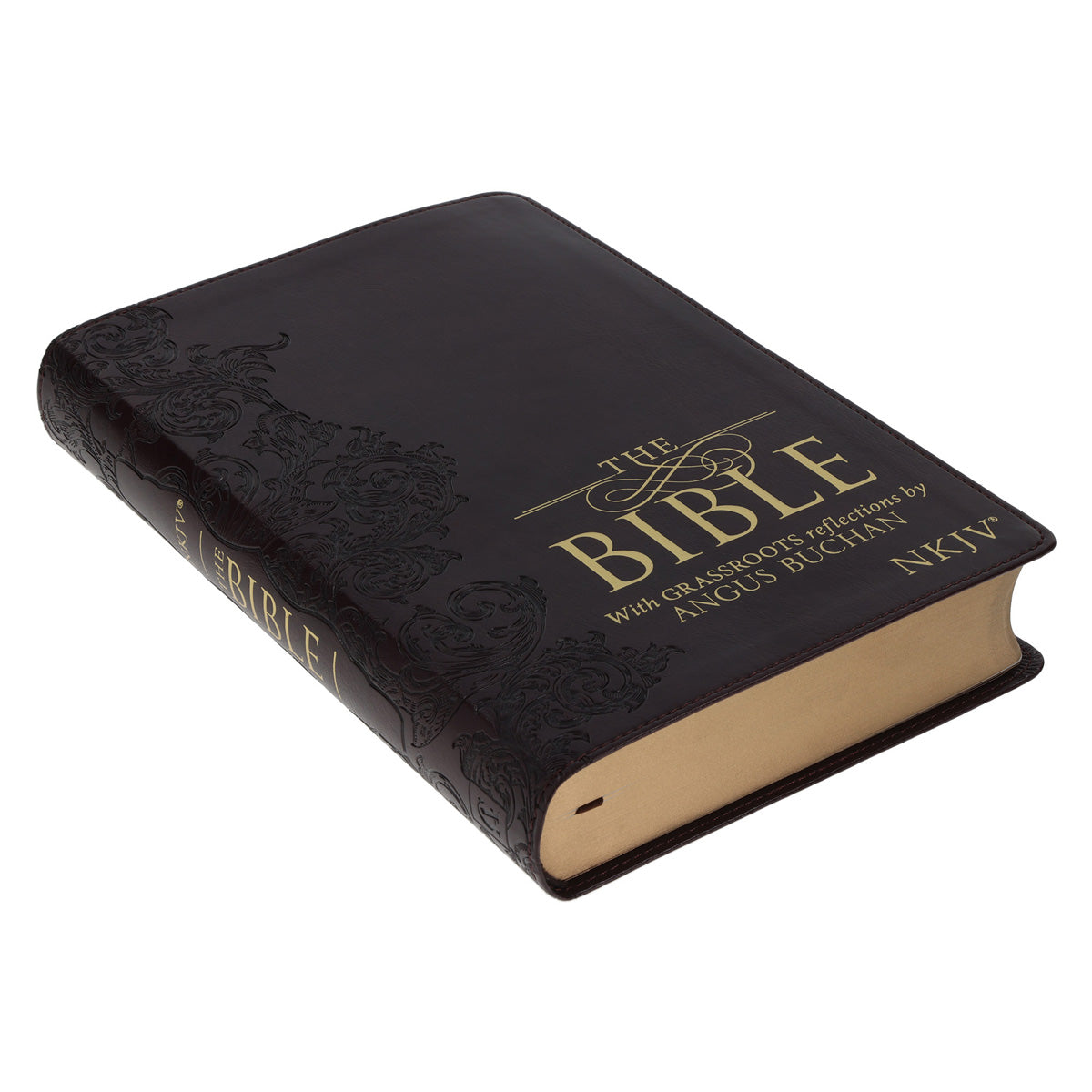 NKJV Brown Faux Leather Flexcover Bible with Grassroots Reflections