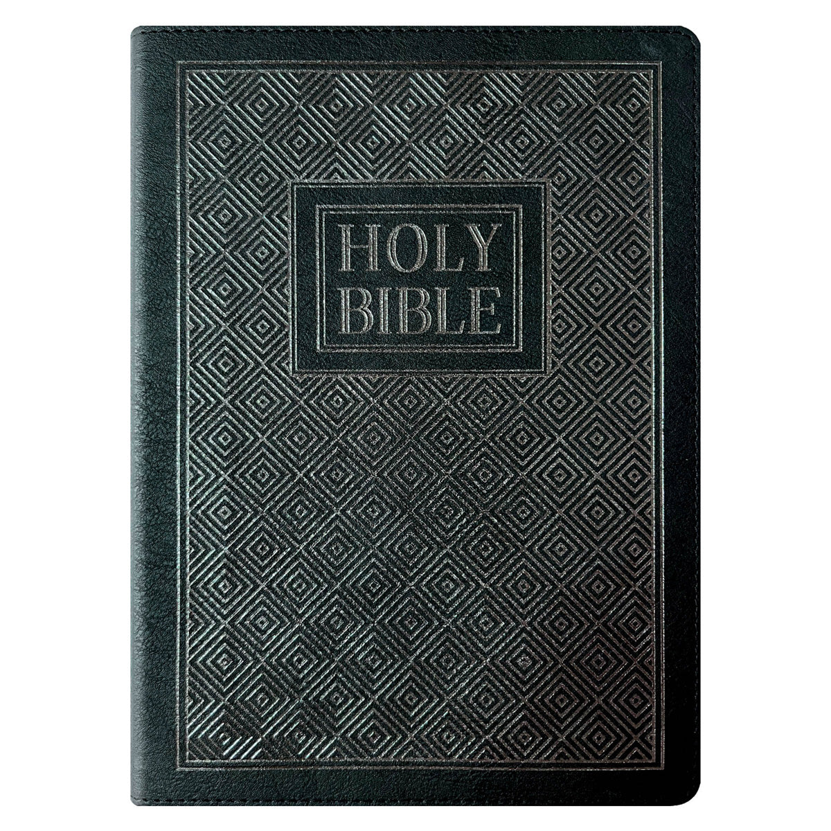 NLT Black Pattern Faux Leather Bible Large Print